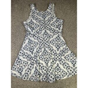 AEROPOSTALE NWT Summer Dress (XL) White &Blue Floral Pattern Lined Sleeveless